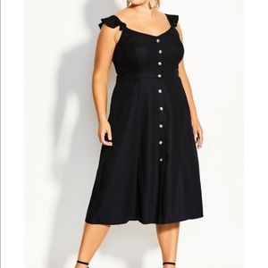 (NEW) City Chic Black Dress Button Cheer Plus Size L